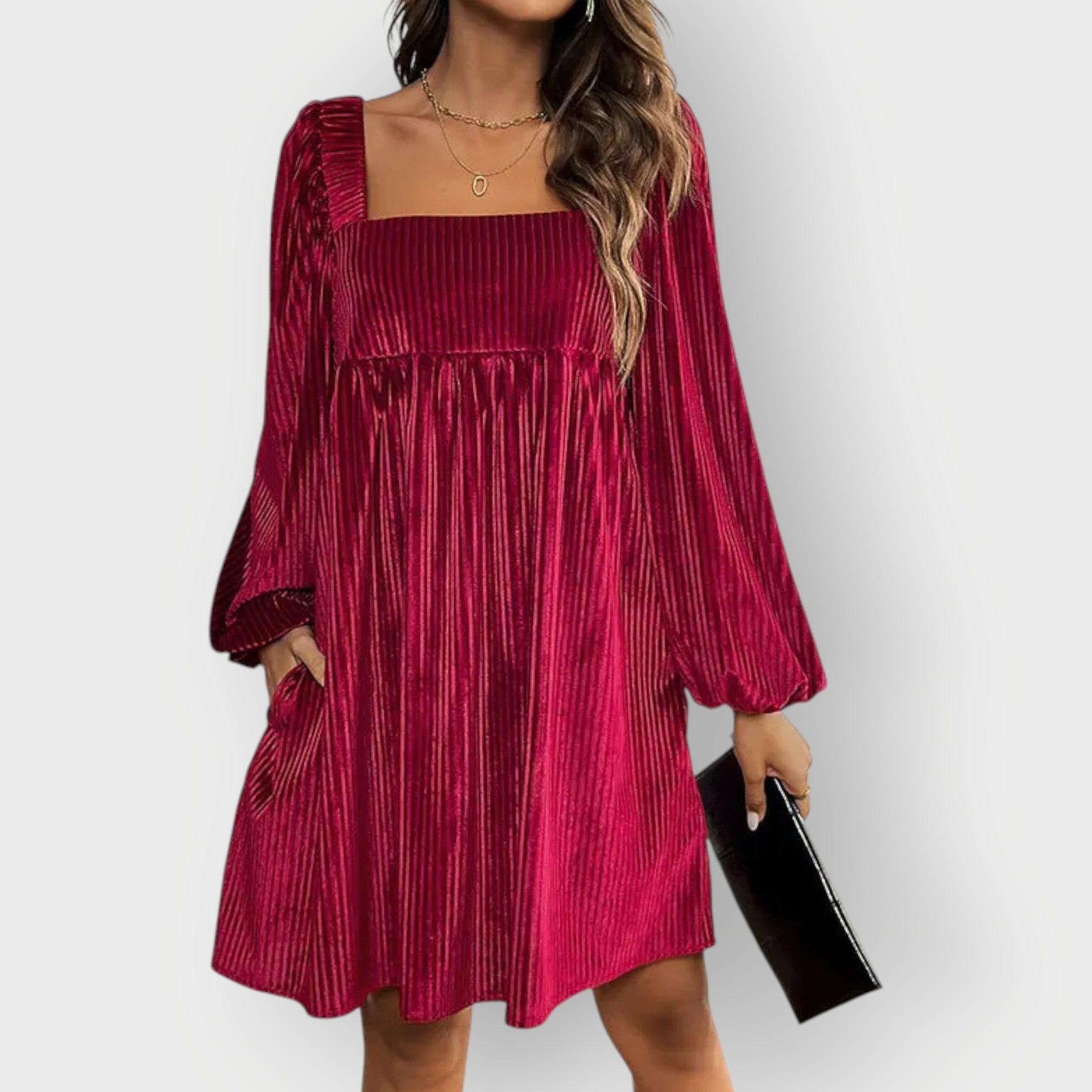 Pleated Babydoll Mini Dress
