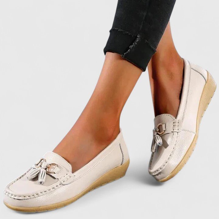 Women's Faux Leather Tassel Loafers - Khaki