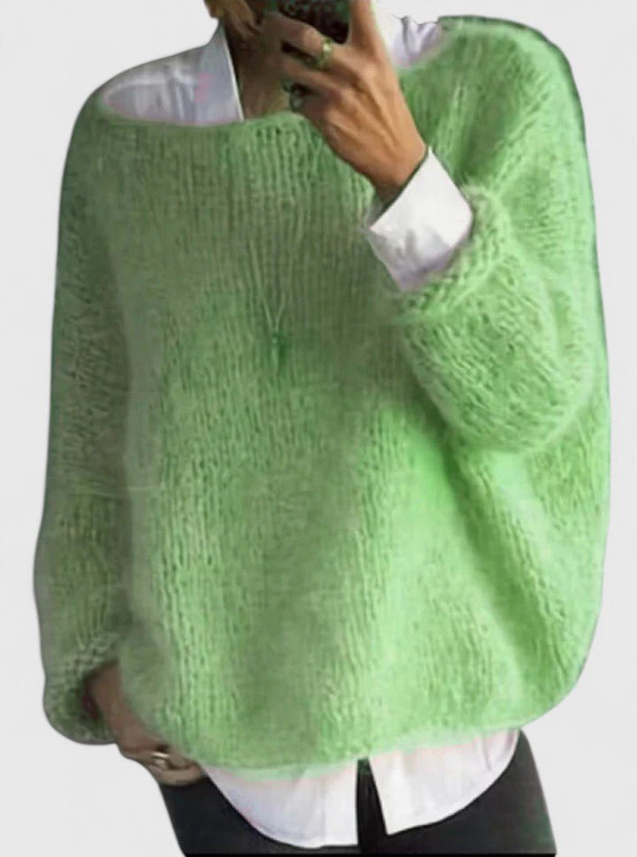 Women's Oversized Off-Shoulder Sweater - Green