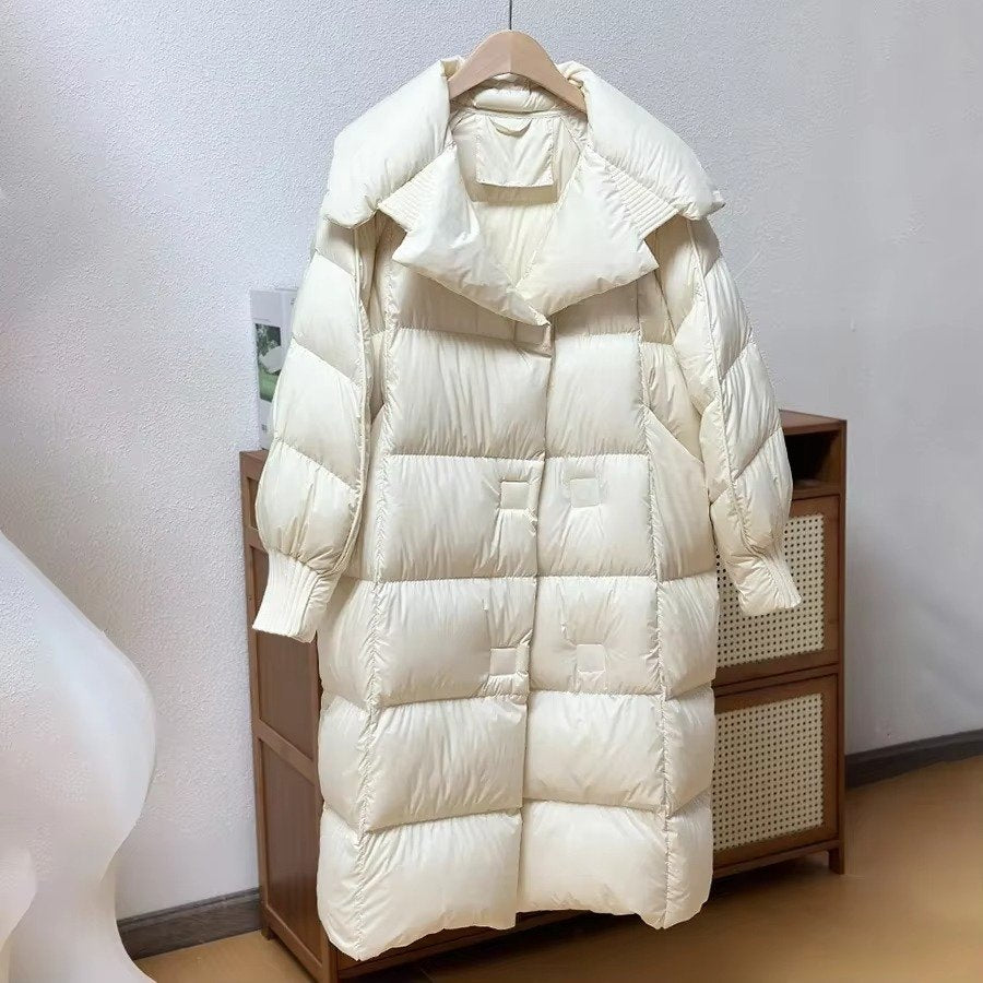 Women's Oversized Quilted Puffer Coat - White