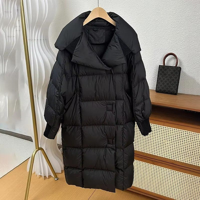 Women's Oversized Quilted Puffer Coat - Black