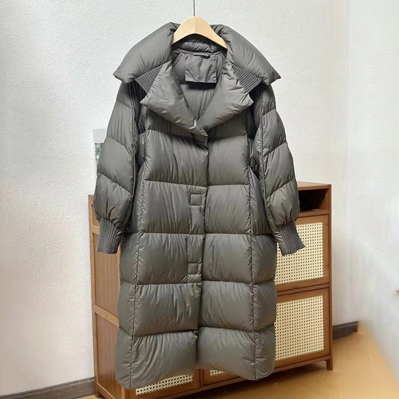 Women's Oversized Quilted Puffer Coat - Gray