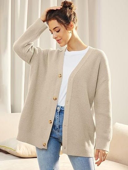 Women's Ribbed V-Neck Cardigan