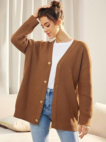 Women's Ribbed V-Neck Cardigan