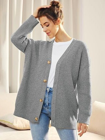 Women's Ribbed V-Neck Cardigan