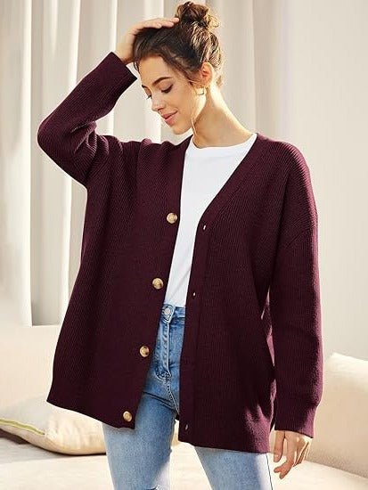 Women's Ribbed V-Neck Cardigan