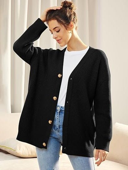 Women's Ribbed V-Neck Cardigan