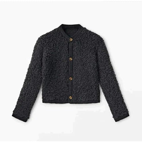 Women's Cropped Knit Cardigan - Black