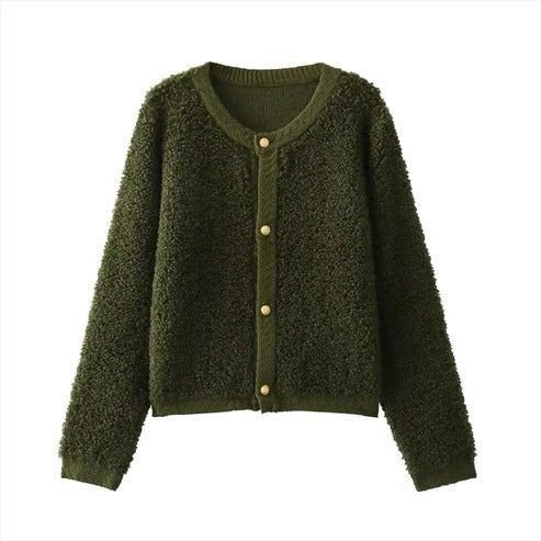 Women's Cropped Knit Cardigan - Green