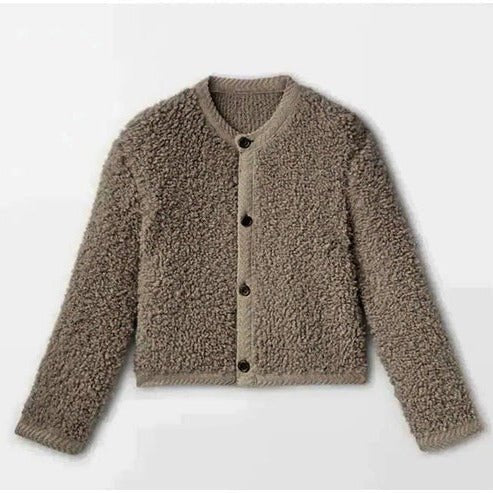Women's Cropped Knit Cardigan - Camel