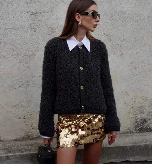 Women's Cropped Knit Cardigan