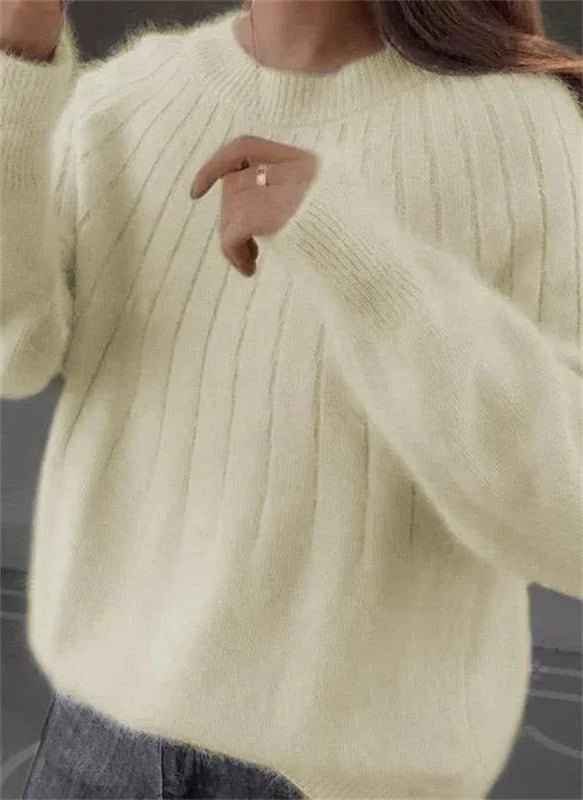 Women's Cropped Knit Wool Sweater - Yellow