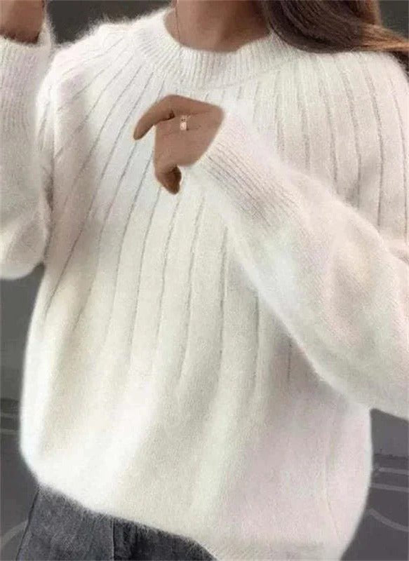 Women's Cropped Knit Wool Sweater - White