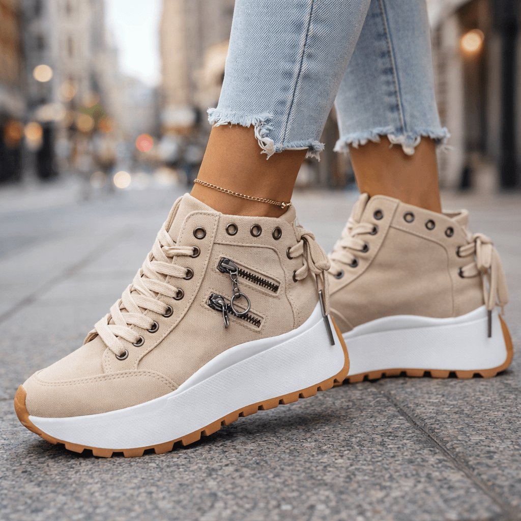 Women's Denim High-Top Platform Sneakers