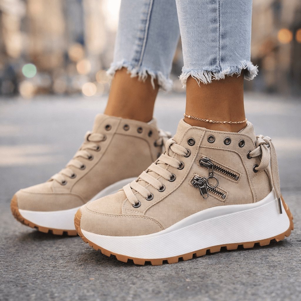 Women's Denim High-Top Platform Sneakers