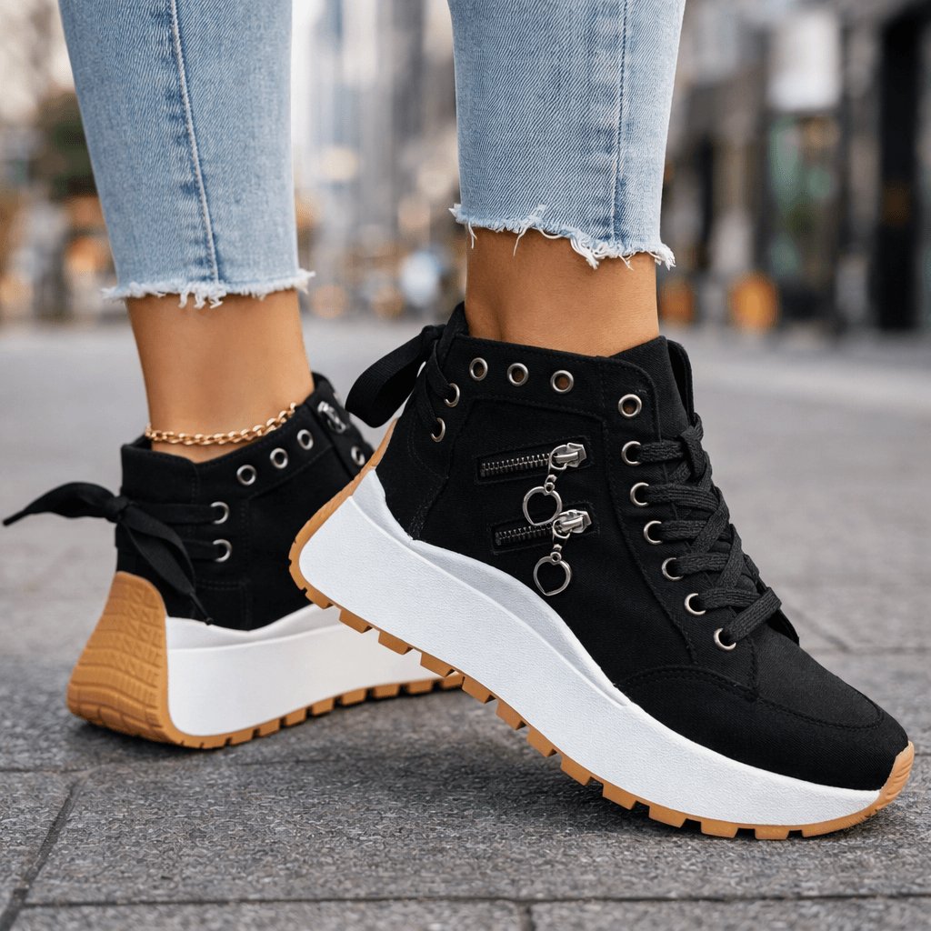 Women's Denim High-Top Platform Sneakers