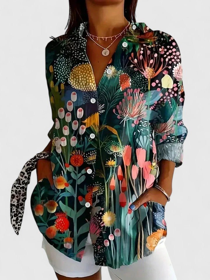 Women's Floral Blouse - Green