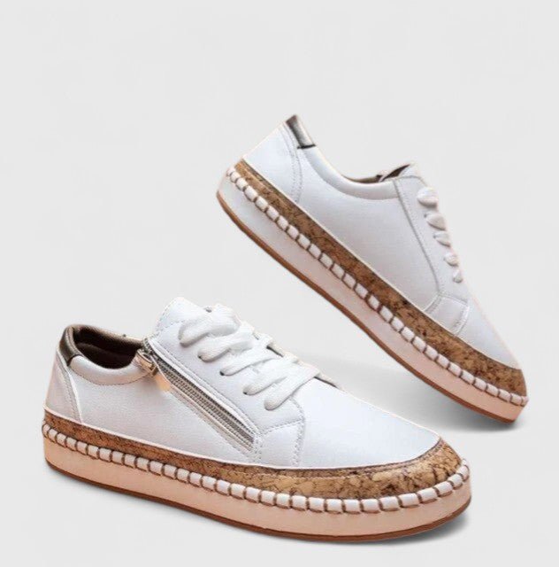 Women's Floral Platform Sneakers - Pure White