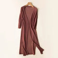 Women's Oversized Knit Duster Cardigan - Red coffee