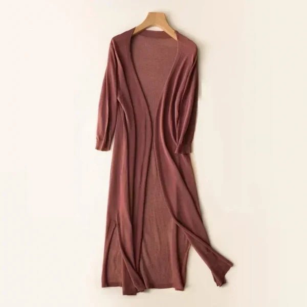 Women's Oversized Knit Duster Cardigan - Red coffee