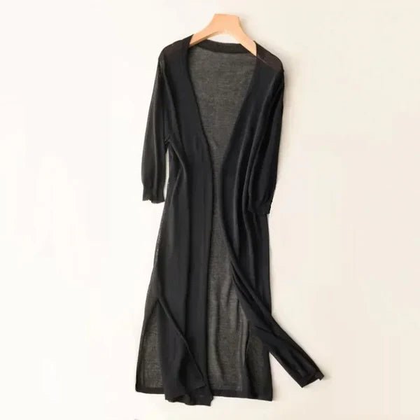 Women's Oversized Knit Duster Cardigan - Black