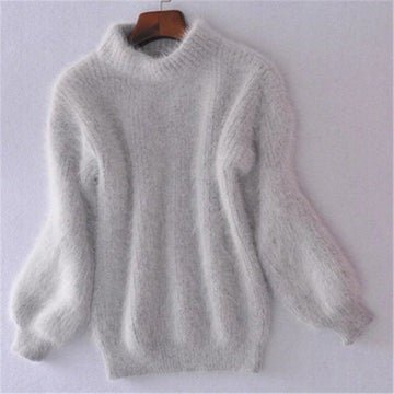 Women's Oversized Knit Turtleneck Sweater - Gray