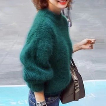Women's Oversized Knit Turtleneck Sweater - Green