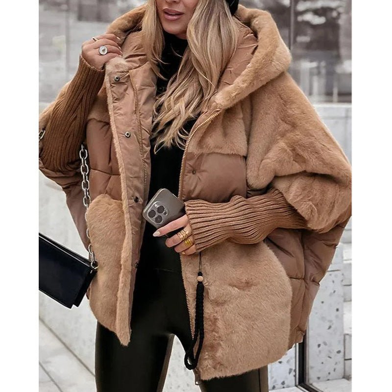 Women's Oversized Puffer Jacket - Dark Khaki