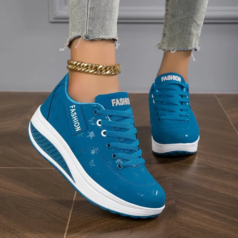 Women's Platform Wedge Sneakers - Blue
