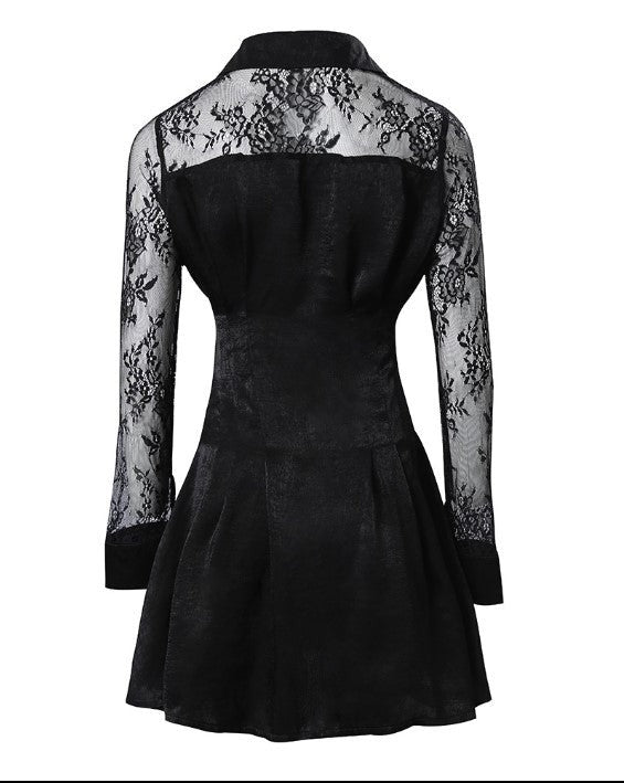 Lace Long Sleeve Mini Dress