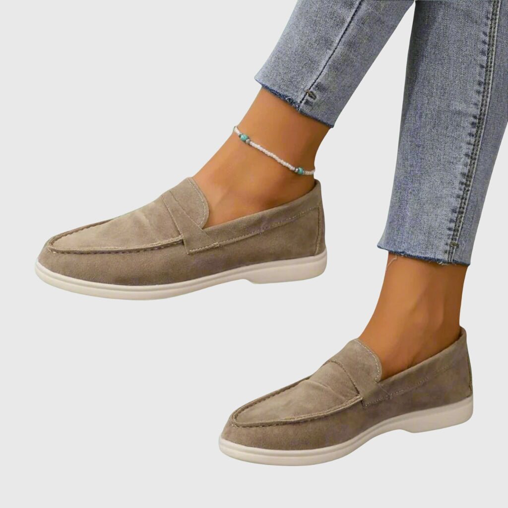 Women's Suede Penny Loafers - Camel