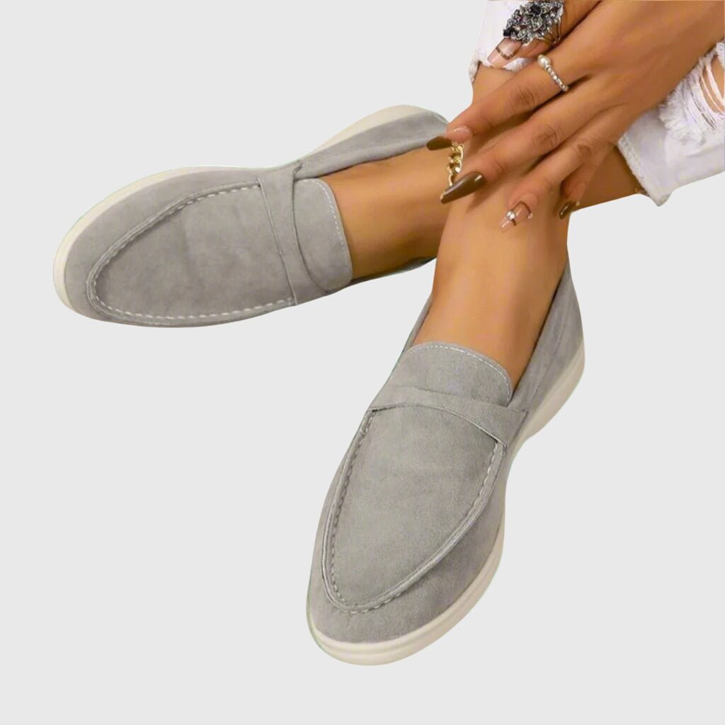 Women's Suede Penny Loafers - Light Gray
