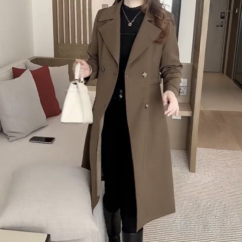 Women's Wool Trench Coat - Brown