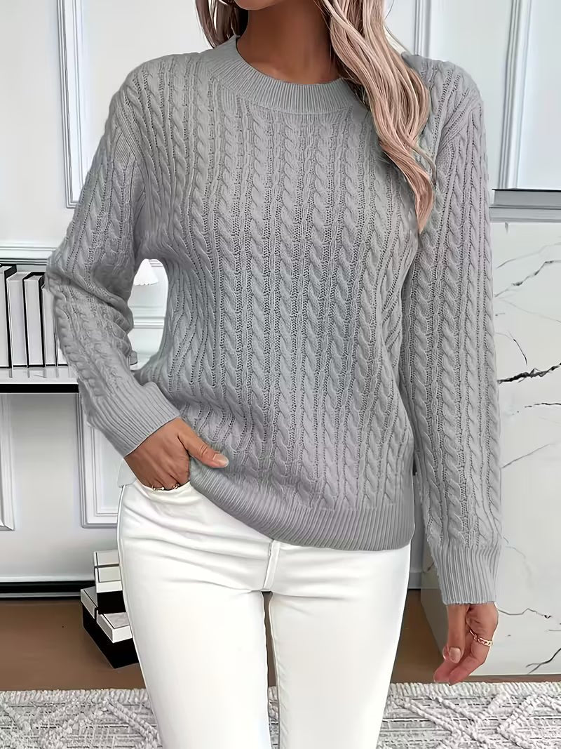 Women's Cable Knit Sweater - Gray