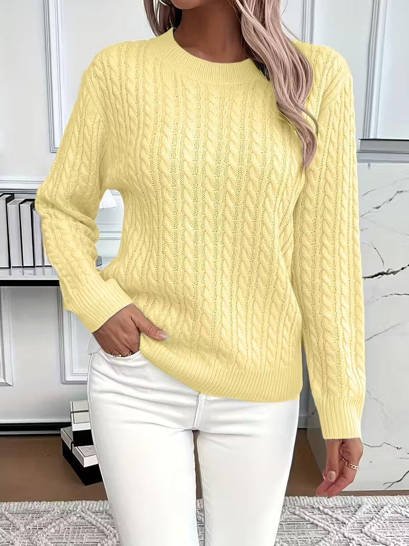Women's Cable Knit Sweater - Yellow
