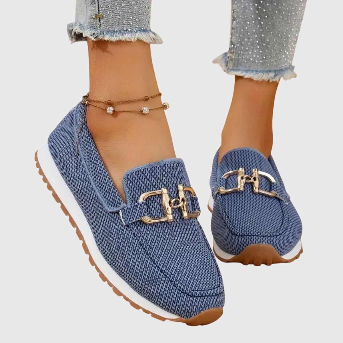 Women's Knit Platform Loafers - Blue