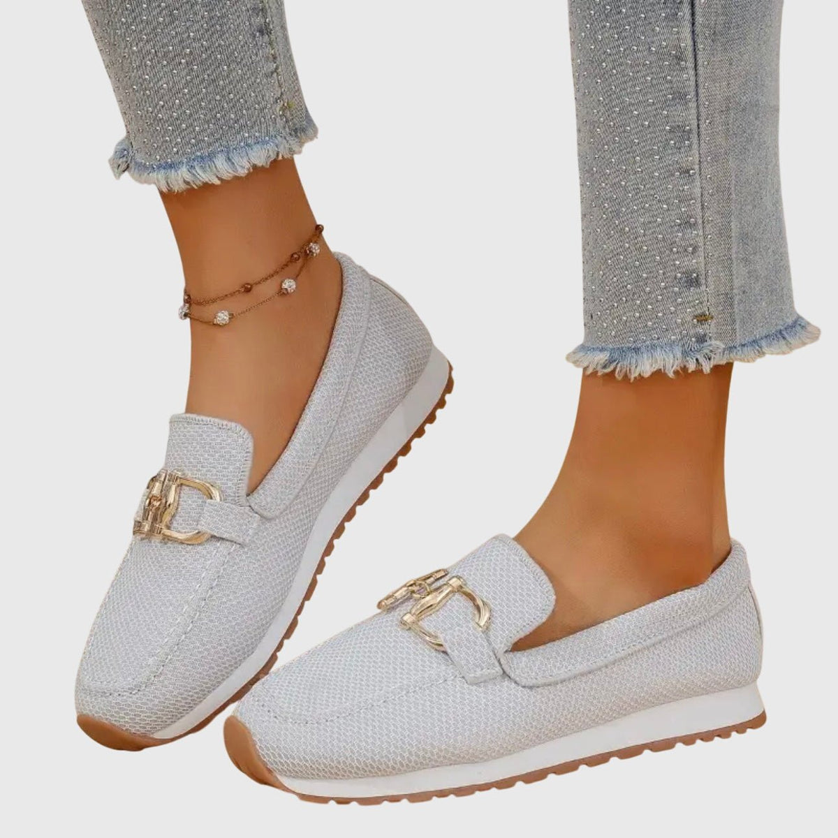 Women's Knit Platform Loafers - White