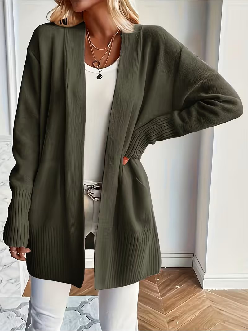 Women's Oversized Knit Cardigan - Olive Green