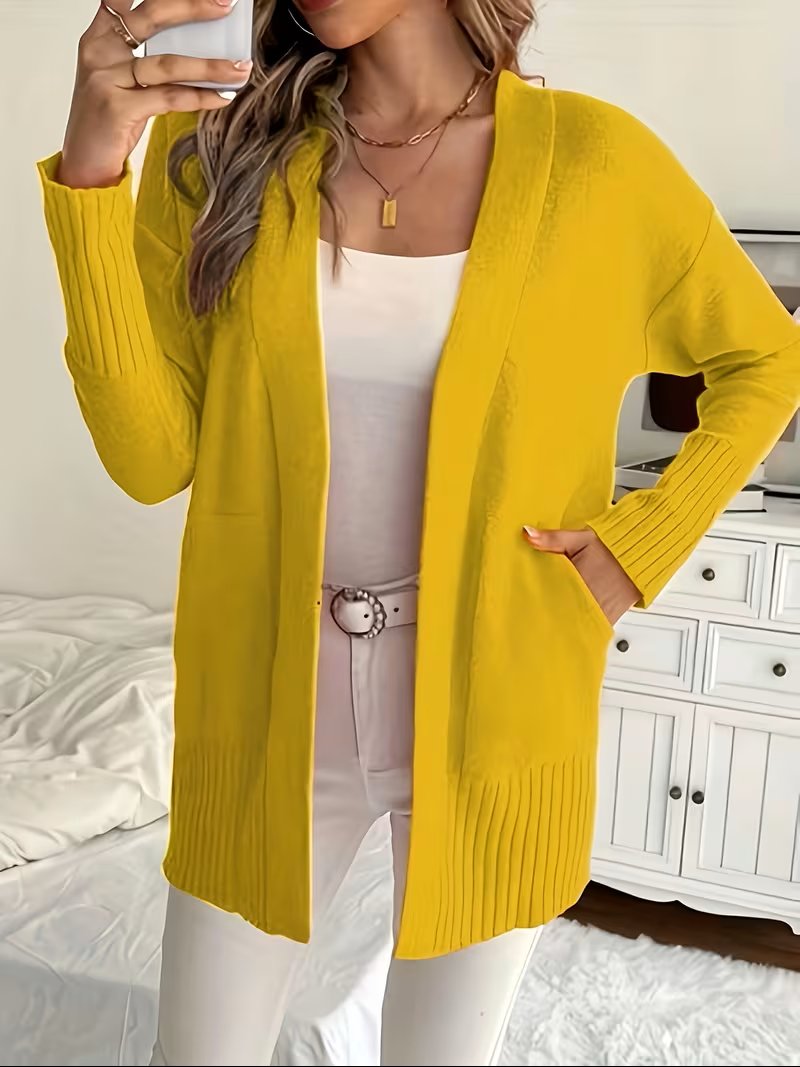 Women's Oversized Knit Cardigan - Yellow