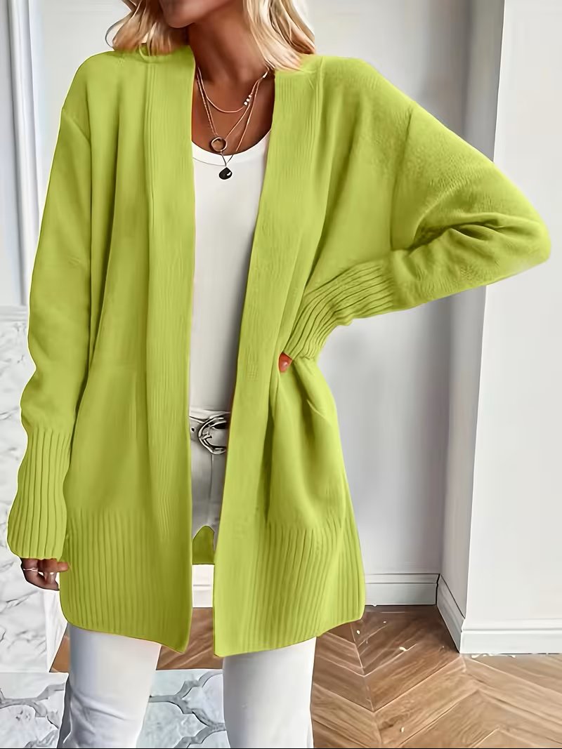 Women's Oversized Knit Cardigan - Greenish Yellow