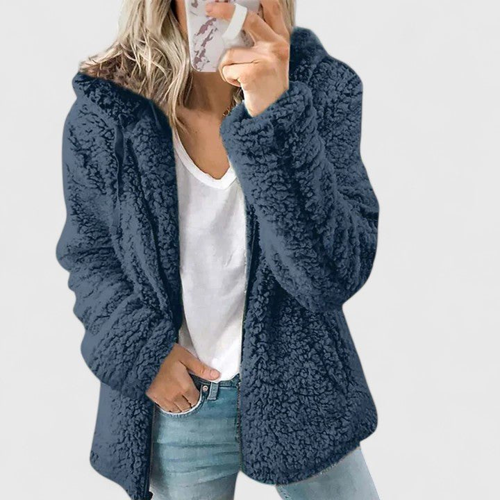 Women's Oversized Sherpa Jacket - Blue