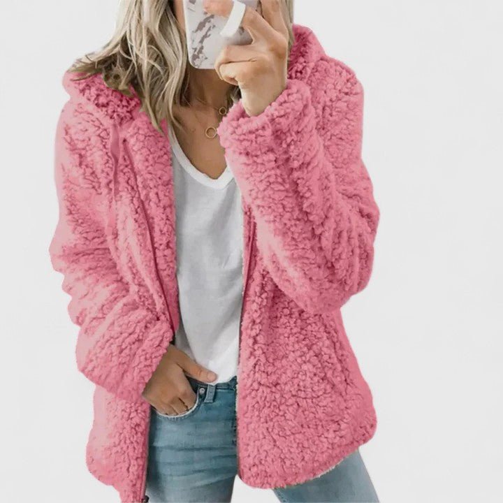 Women's Oversized Sherpa Jacket - Hot Pink