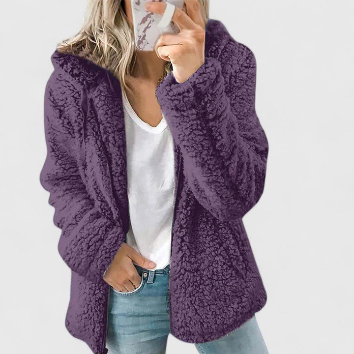 Women's Oversized Sherpa Jacket - Purple