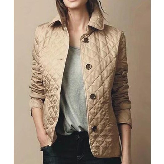Women's Slim Quilted Jacket - Khaki