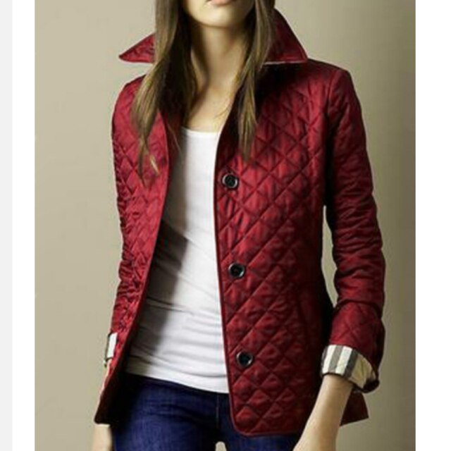 Women's Slim Quilted Jacket - Burgundy