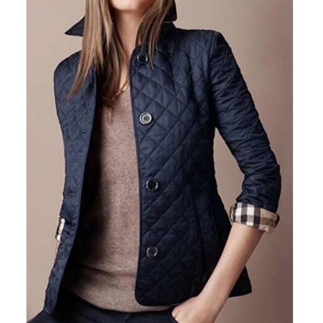 Women's Slim Quilted Jacket - Navy Blue
