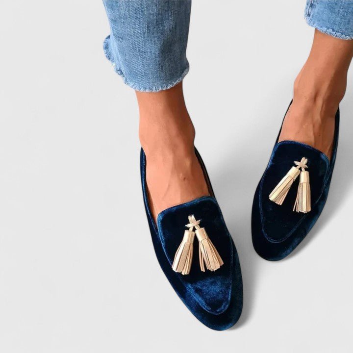 Women's Velvet Tasseled Loafers