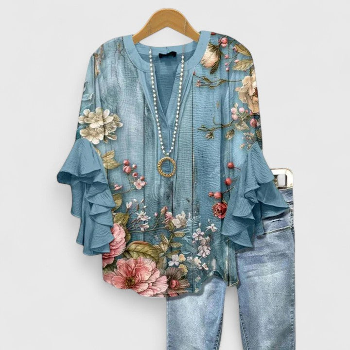 Sophie Women's Floral Ruffle Sleeve Blouse 6