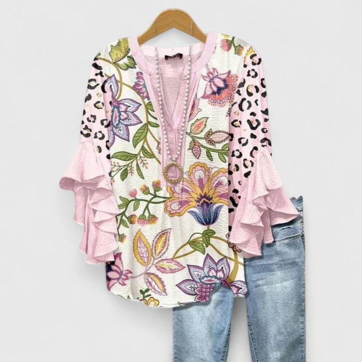 Sophie Women's Floral Ruffle Sleeve Blouse 8