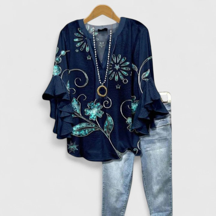 Sophie Women's Floral Ruffle Sleeve Blouse 9